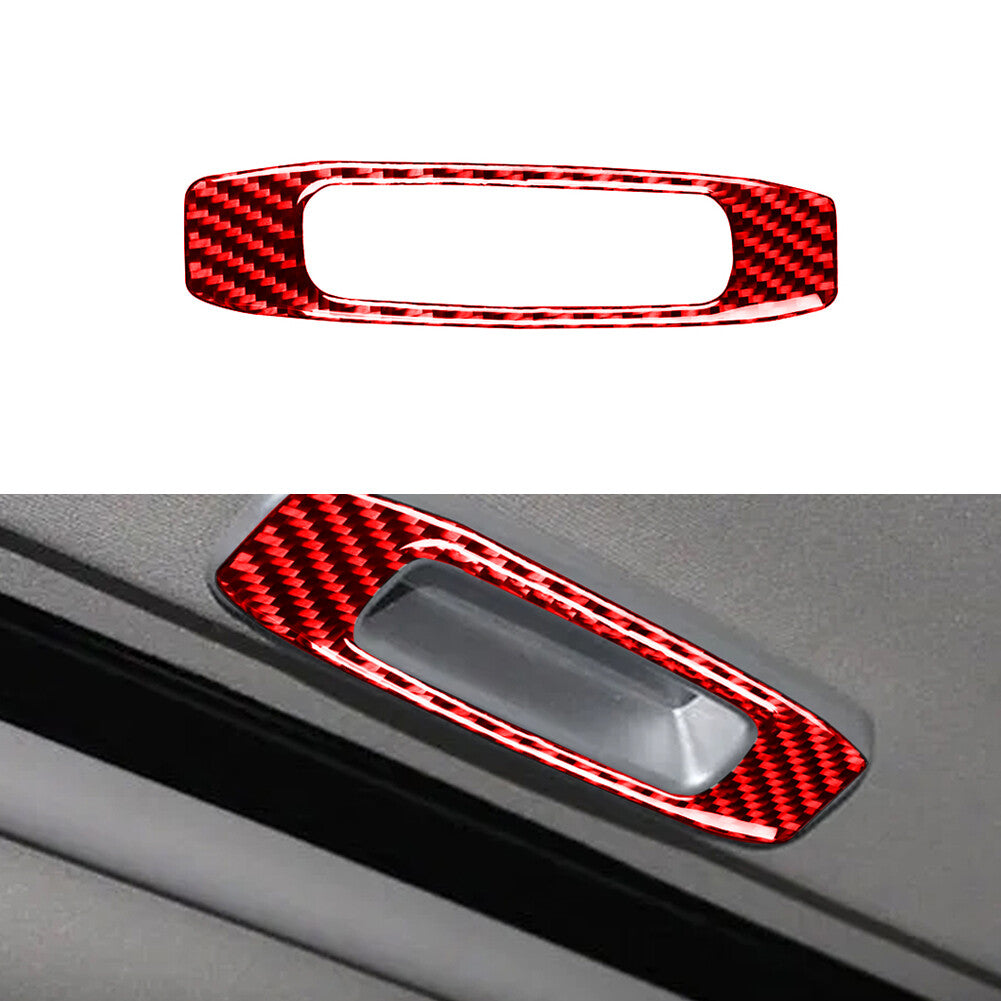 Red Carbon Fiber Skylight Handle Frame Cover Trim for Mitsubishi Lancer 2008-15