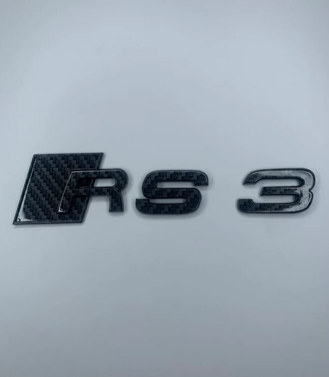 Carbon fiber rear badge boots and trunk badge stickers for Audi RS3