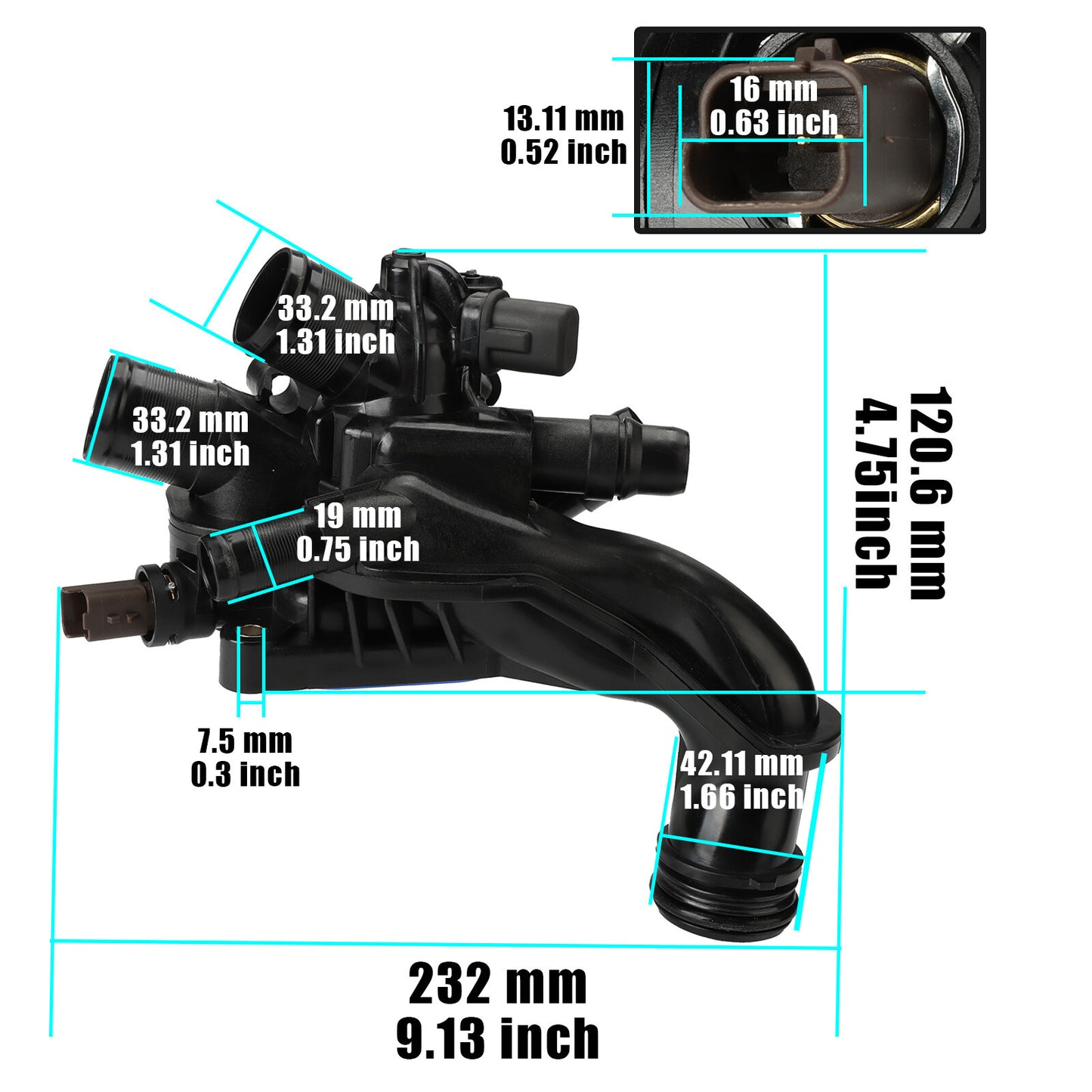Coolant thermostat housing 9808647180, new, suitable for Peugeot for Citroen 308 408 508 C3X
