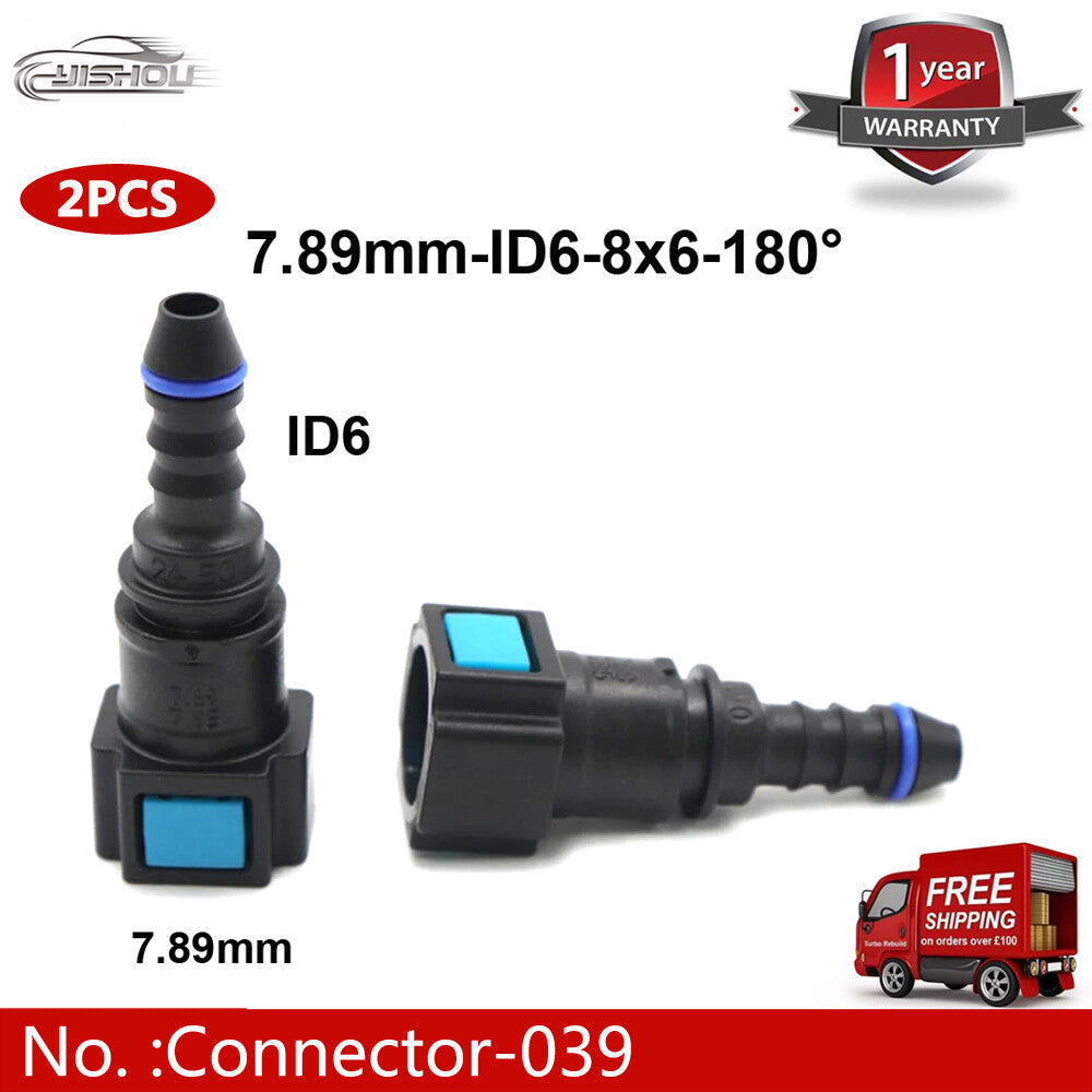 2-pack/Bulk Fuel Line Hose Quick Release Female Connector 7.89mm ID6 8x6 180¡ã
