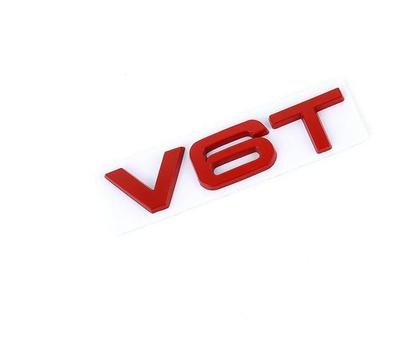 2-Pack for Audi V6T Side Fender Rear Badge Stickers Red A3 for A4 for A5 for A6 A7 for A8 Q3