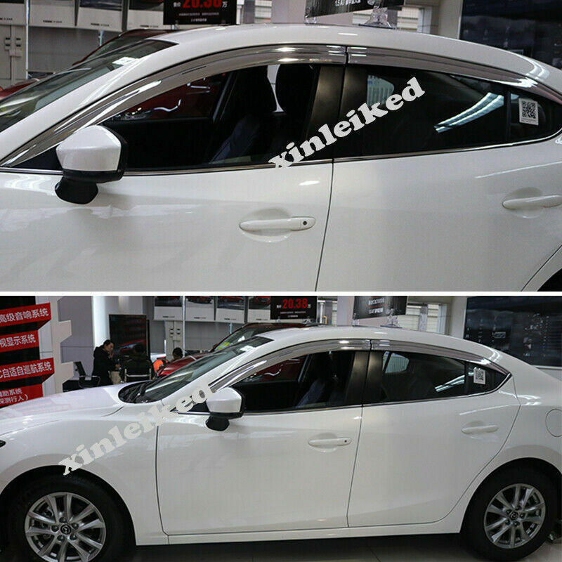 for Mazda 3 Axela Sedan 2014-2018 Plating Side Window Visor Rain Deflector Guard