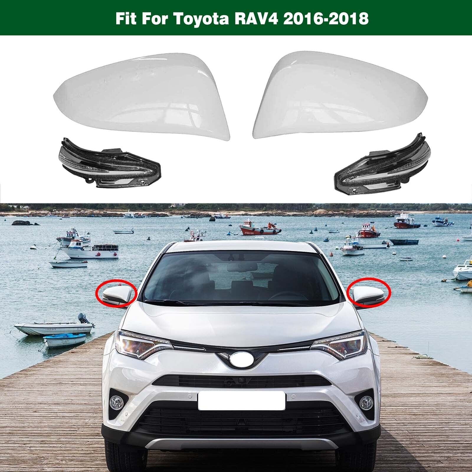 1 pair of side door mirror caps with turn signals, suitable for Toyota RAV4 2016-2018.