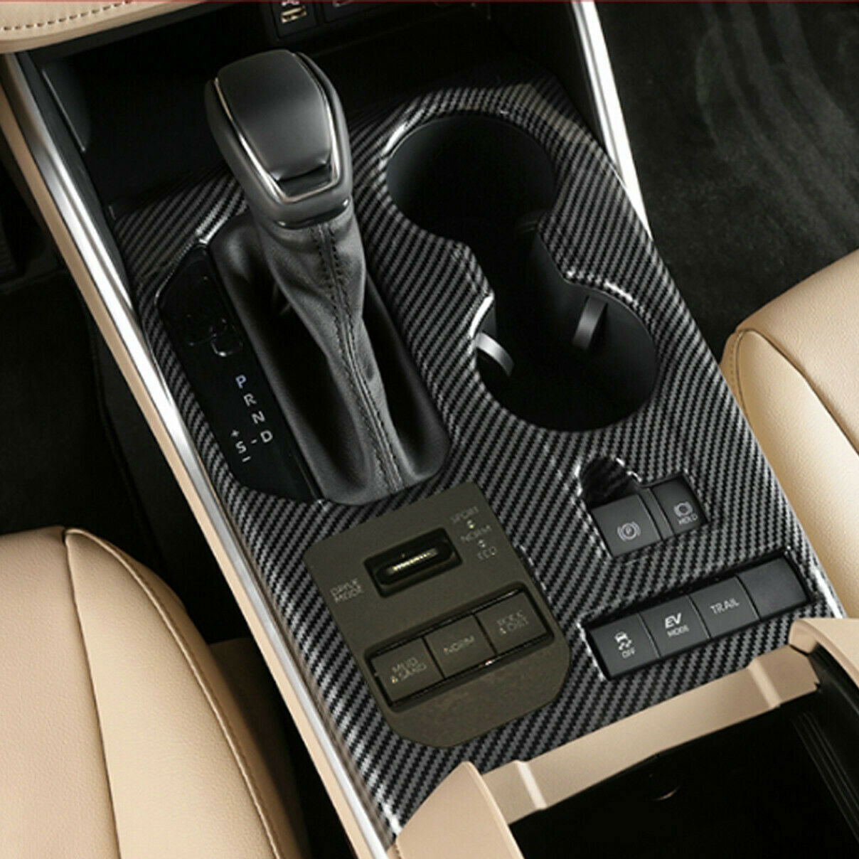 Carbon Fiber Gear Shift Box Panel Cover Trim LHD for Toyota Highlander 2020-2022
