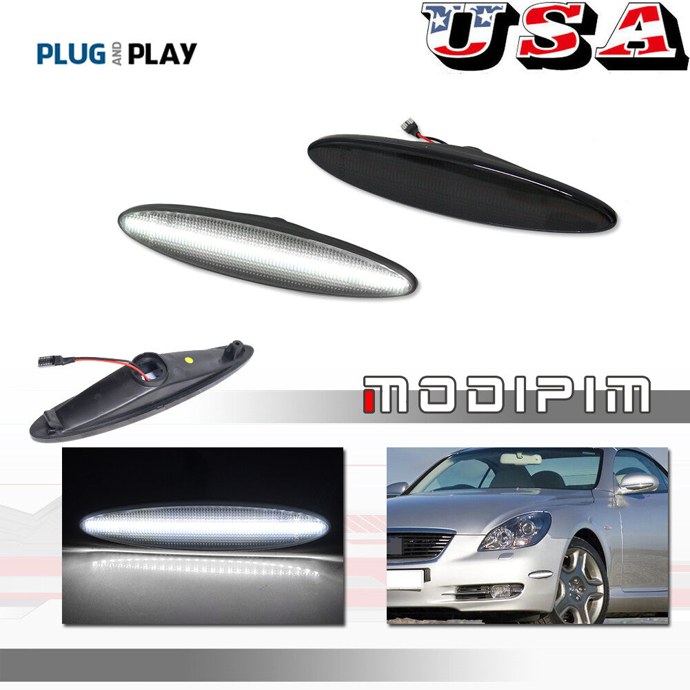 Four smoked lenses and front and rear white LED side marker lights for Lexus SC430 2002-2010