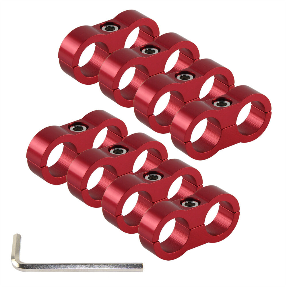 8pcs AN -10 AN10 19MM Red Braided Hose Separator Clamp Fitting Adapter Bracket
