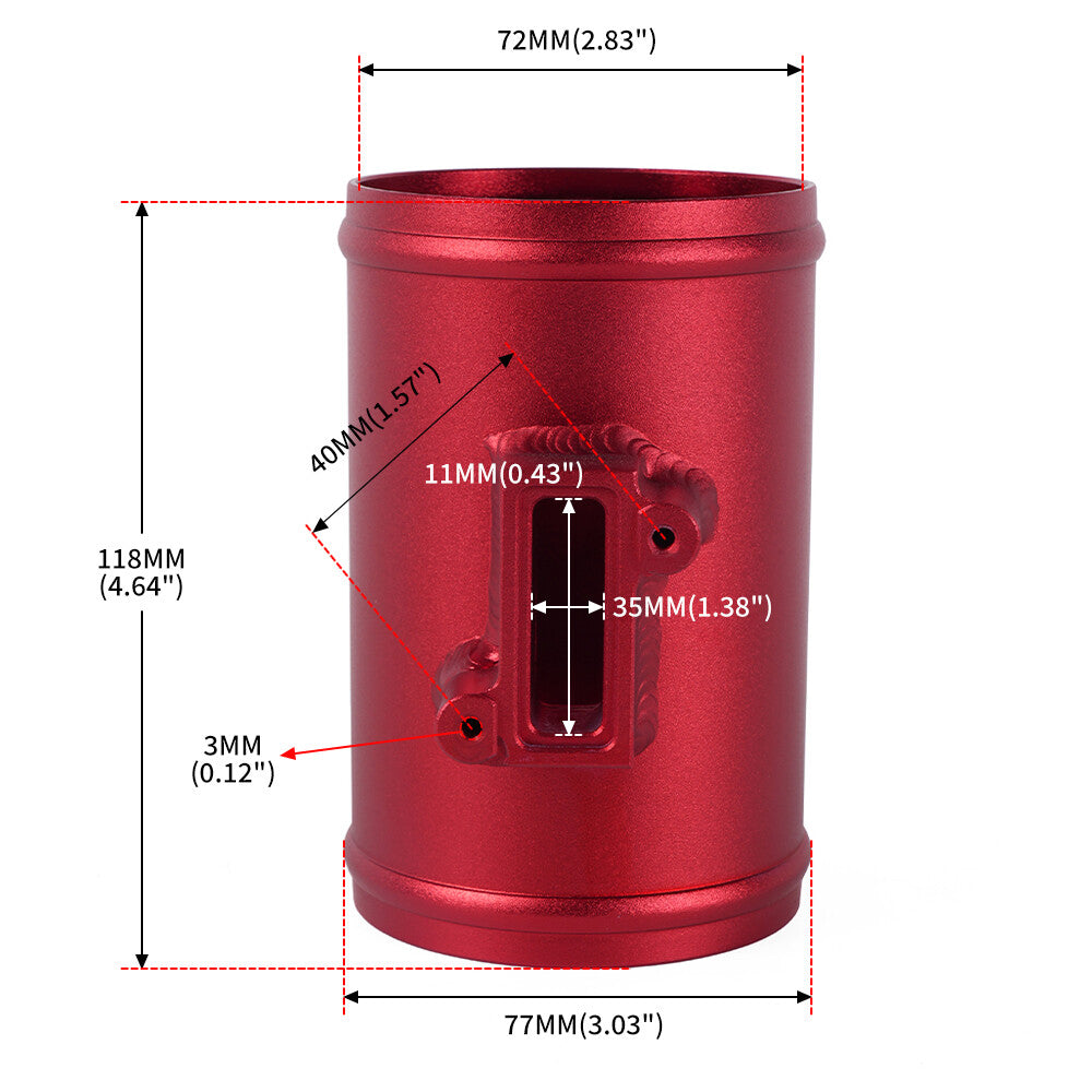 3 76mm Mass Air Flow Sensor Mount Adapter for Ford for Nissan MAF Red