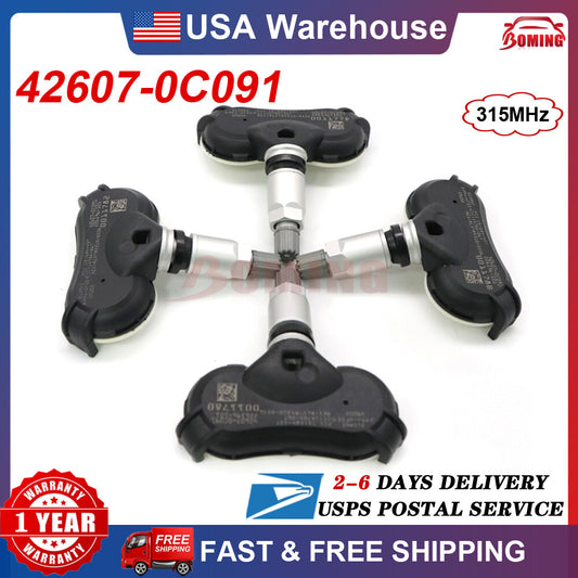 4 new TPMS tire pressure sensors (42607-0C091) suitable for 2018-2020 for Toyota Tundra Sequoia