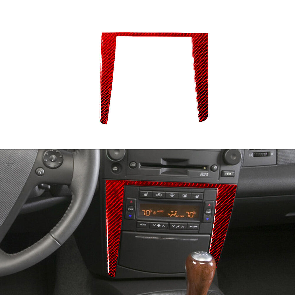 Red Carbon Fiber Climate Control Surround Cover Trim for Cadillac CTS 2003-2007