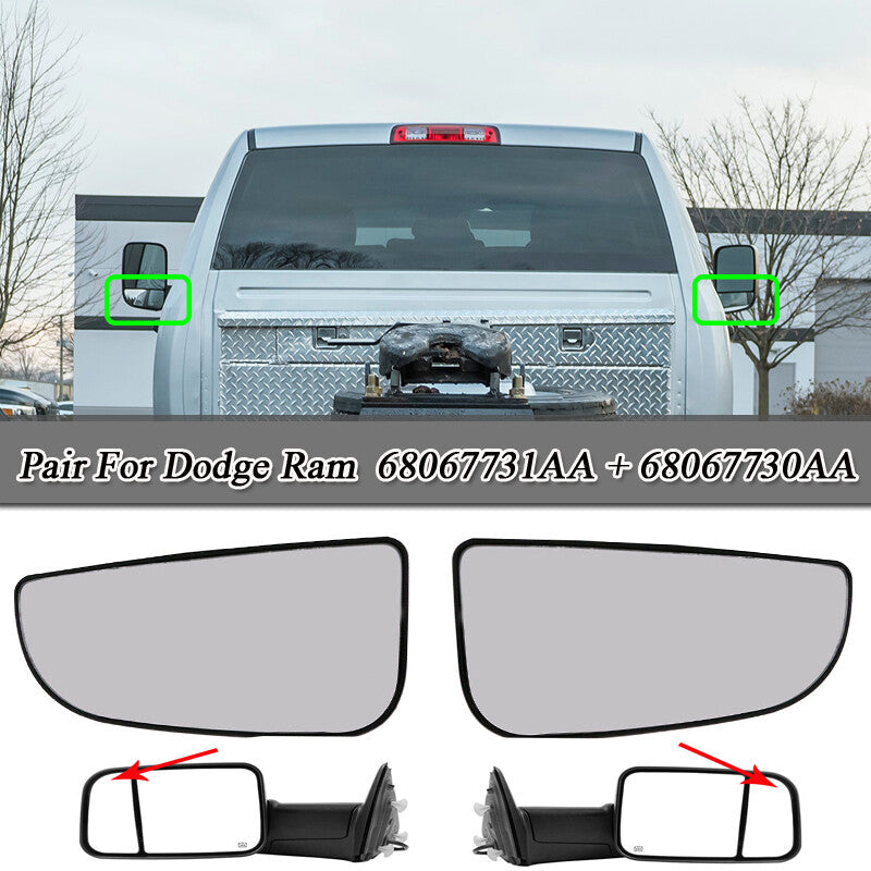 2-piece rearview mirror under-view glass for Dodge for Ram 1500 2500 3500 L+R