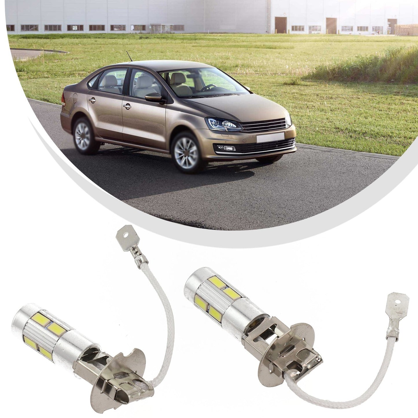 2 H3 50W 6000K White High-Power Car LED Fog Light Bulbs DC 9V to 30V