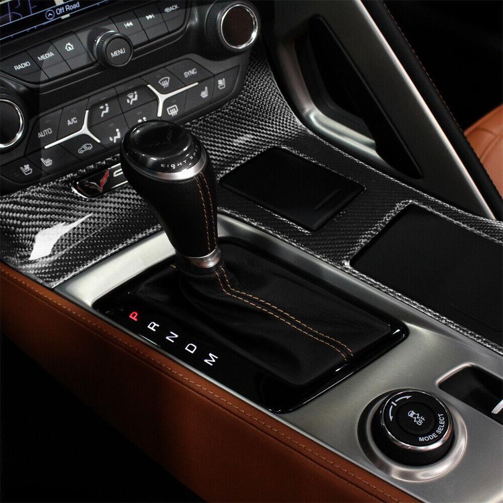 for Chevrolet for Corvette C7 2014-19 Central Control Cup Holder Cover Carbon Fiber