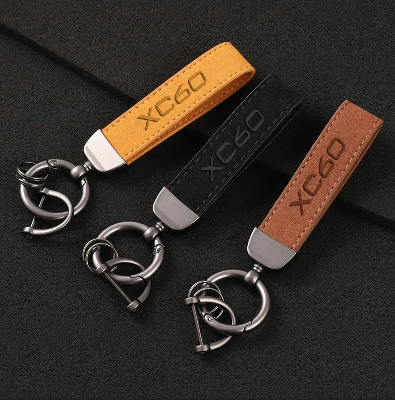 Suitable for Volvo XC60 car keychain, automatic key ring, suede accessory, gift, green.