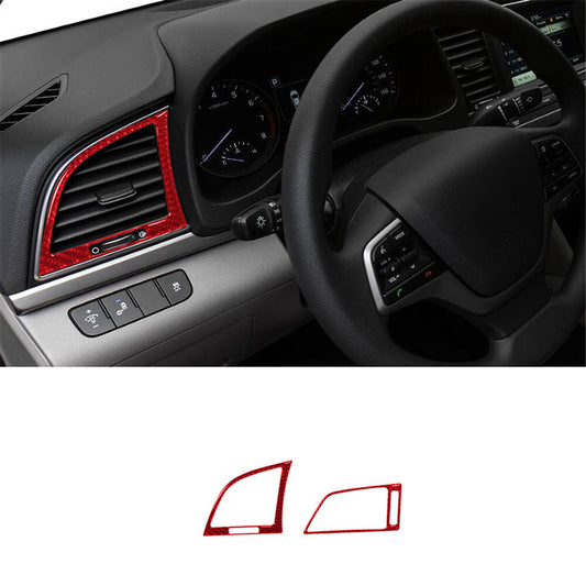 Red Carbon Fiber Side Air Vent Outlet Cover Trim for Hyundai for Elantra 2016-2018