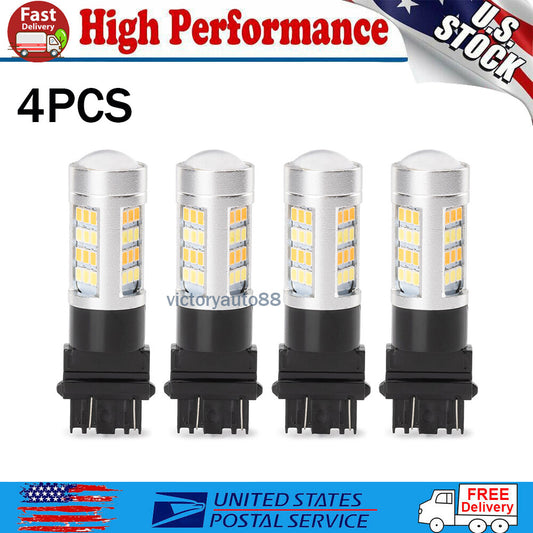 4 White/Amber 3157 LED DRL Switch Turn Signal Parking Bulbs (Incorrect)