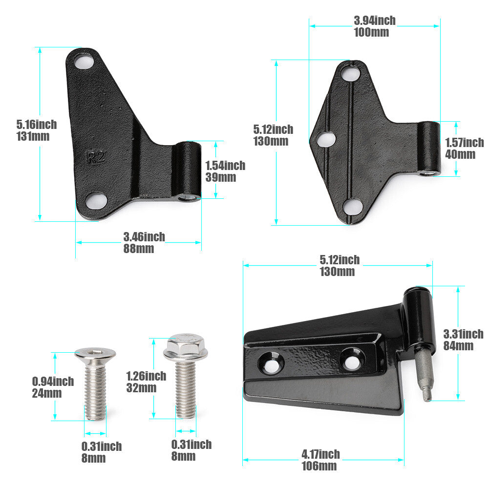 Body Door Hinge Replacement Set 20090 for Jeep for Wrangler JK Powder Coat 2007-2018