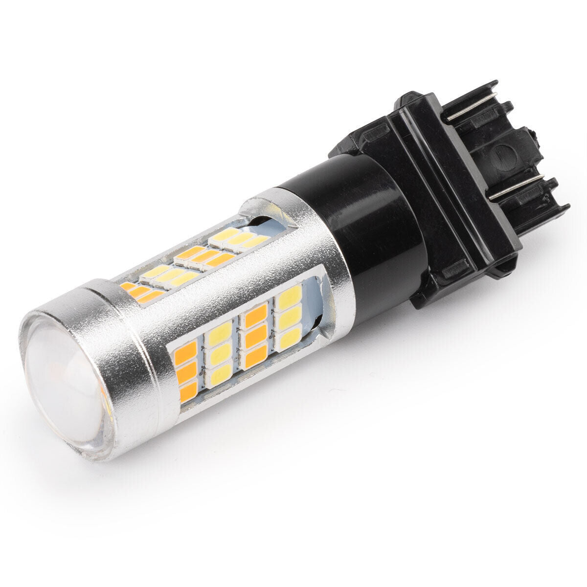 4X White/Amber 3157 DC12V 10W LED DRL Switchback Turn Signal Parking Light Bulb