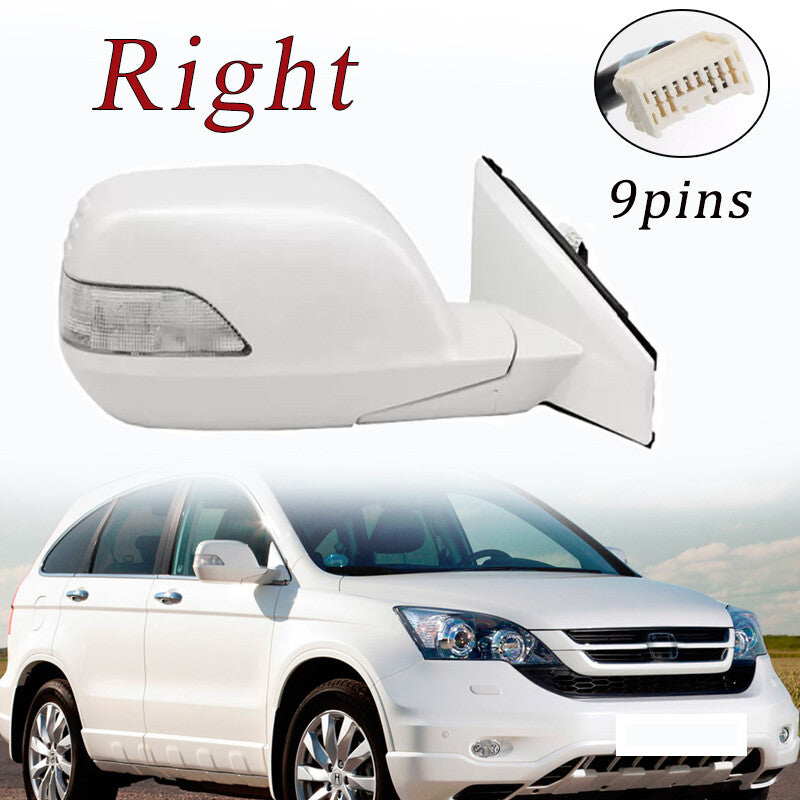 White Door Side Mirror W/Turn Signal Heated 9PIN Right for HONDA CRV 2007-2011