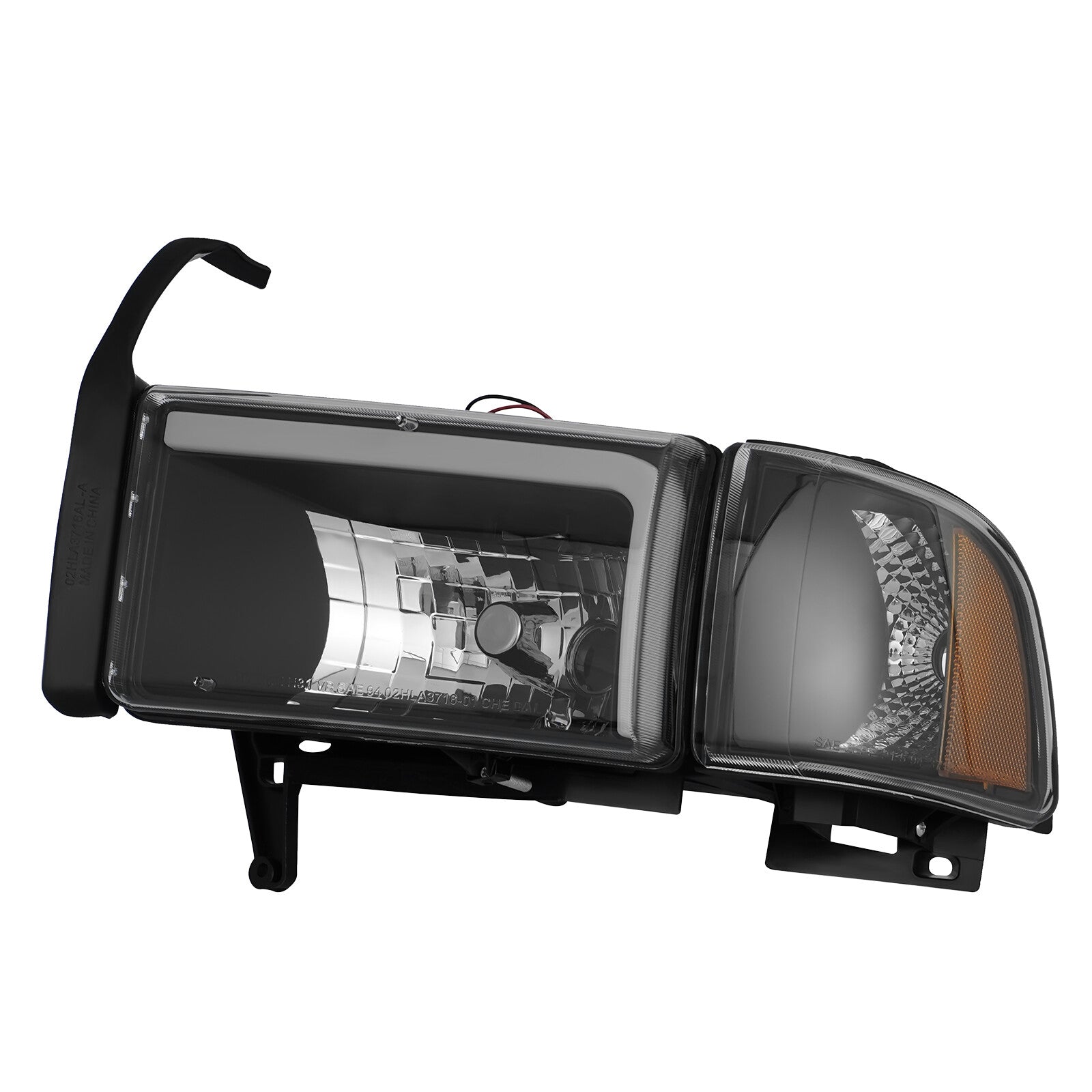 LED DRL headlights and corner lights, black, suitable for 1994-2002 for Dodge for Ram 1500 2500 3500