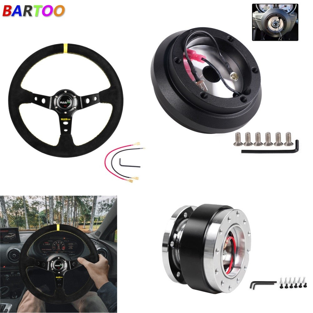 14IN Steering Wheel+Quick Release+Hub Adapter for Honda for Civic CRX 1986-1991