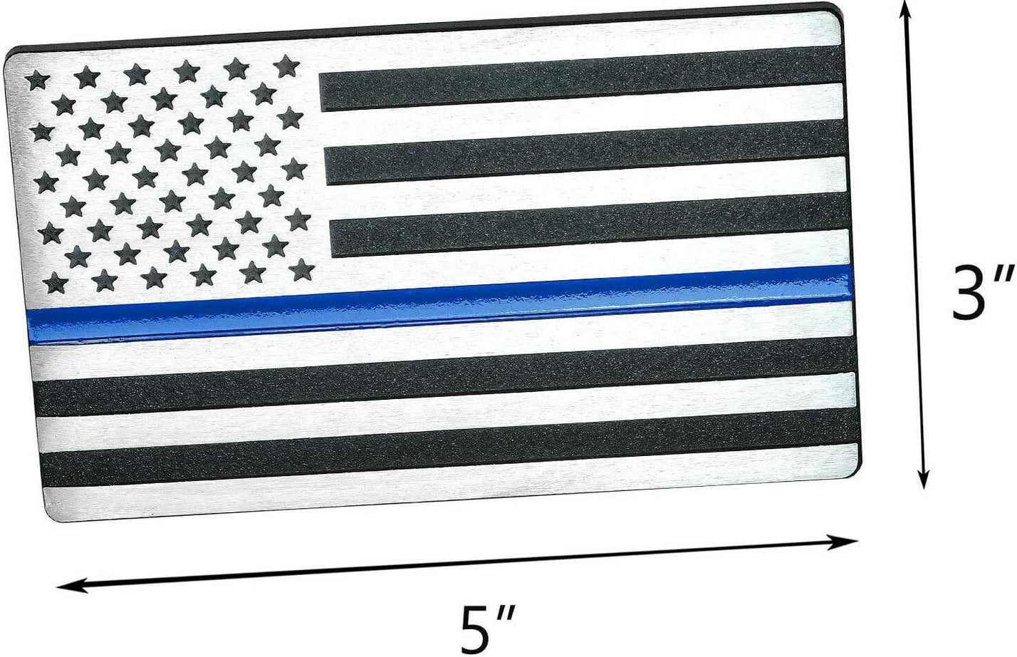 Chrome black and blue American flag badge on the rear side fender of a for Chevrolet .