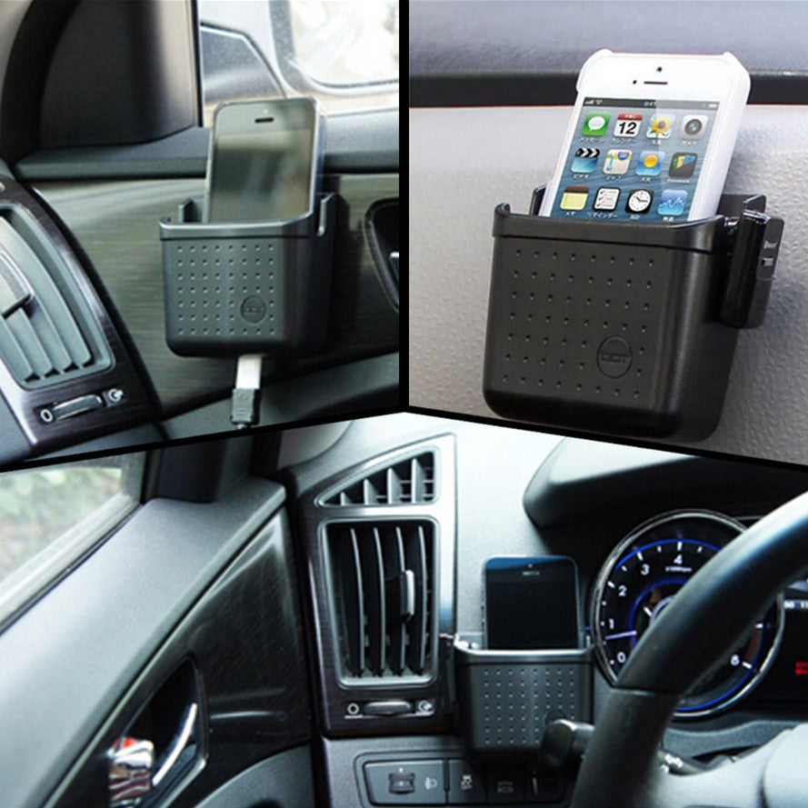 Universal Car Cell Phone Charger Cradle Holder Pocket Storage Box Sundries Bag