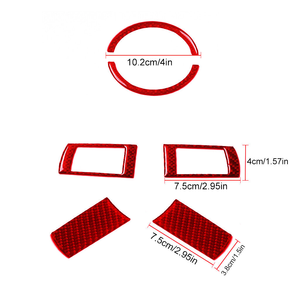 6Pcs Red Carbon Fiber Steering Wheel Button Cover Trim Type B for Chrysler 300