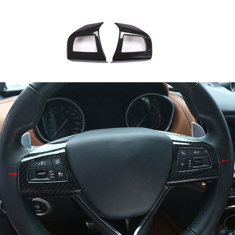 for Maserati Quattroporte 13-21 Carbon Fiber ABS Steering Wheel Decor Cover Trim