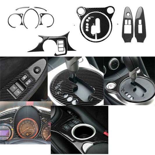 12Pcs Carbon Fiber Interior Full Set Kit Decorative Trim for Nissan 370Z 2009-20