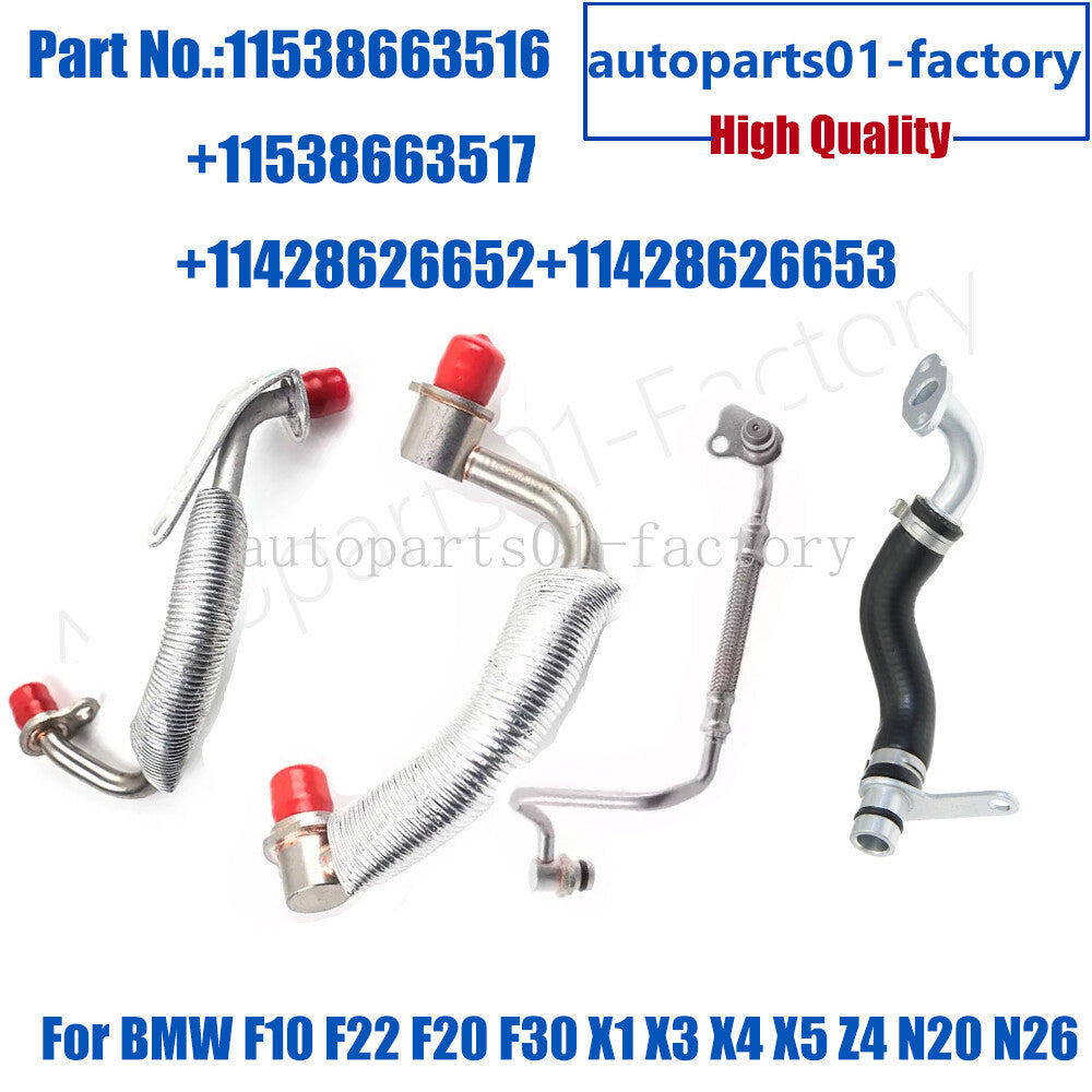 4PCS Turbocharger Coolant Line for BMW F10 F22 F20 F30 X1 X3 X4 X5 Z4 N20 N26
