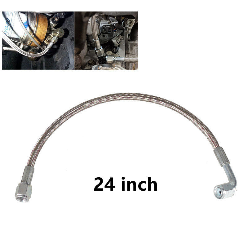 Turbine oil feed line 24-inch steel braided PTFE line 4AN 90° straight hose end PTFE