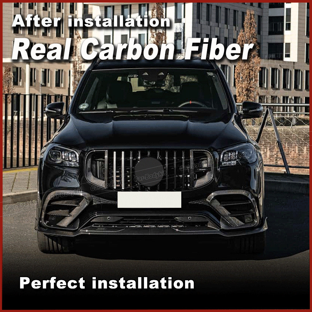 for Mercedes-Benz X167 GLS63 AMG 2020-2024 REAL CARBON Front Bumper Lip Spoiler