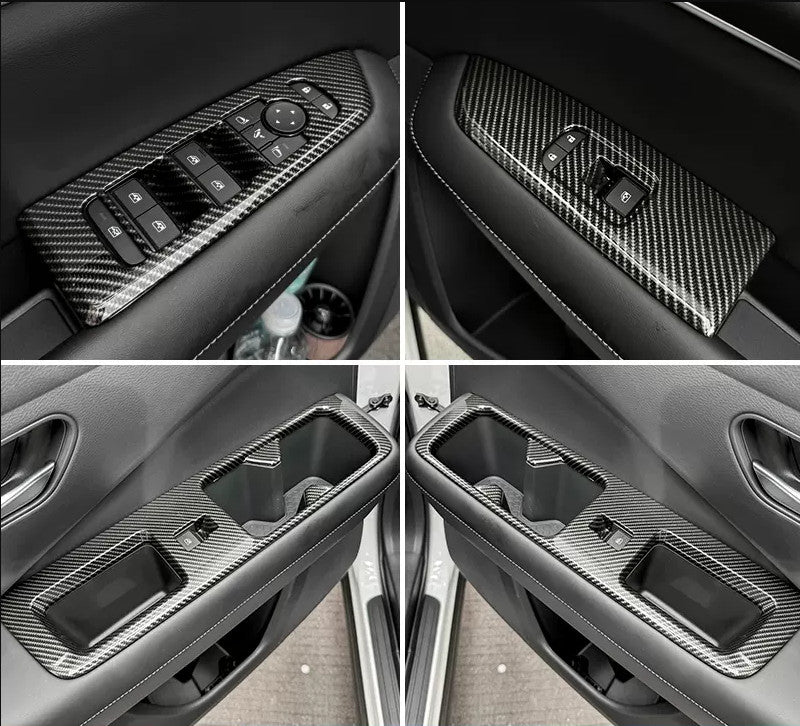 4P Carbon Fiber Door Window Switch Panel Cover Trims for Nissan Pathfinder 22-24