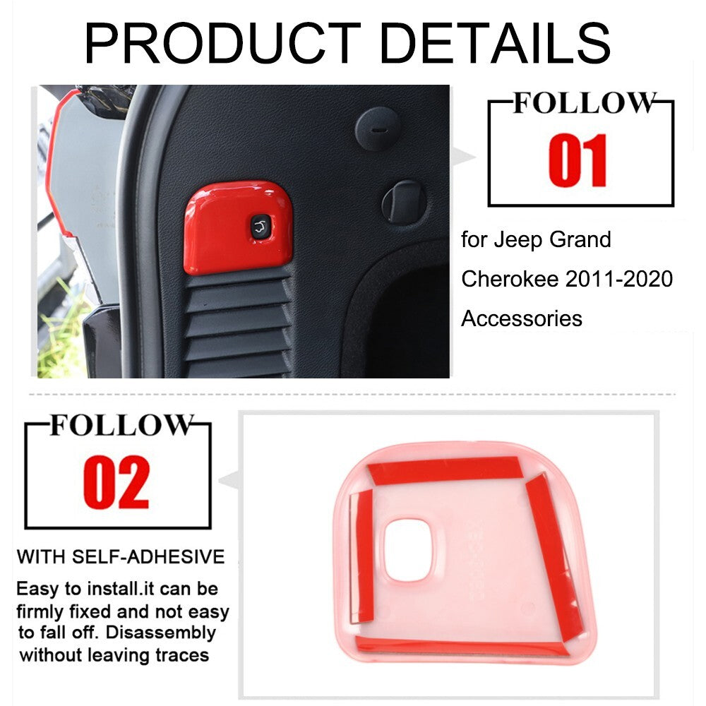 Red Electric Tailgate Switch Cover Trim Sticker for Jeep Grand Cherokee 2011-20