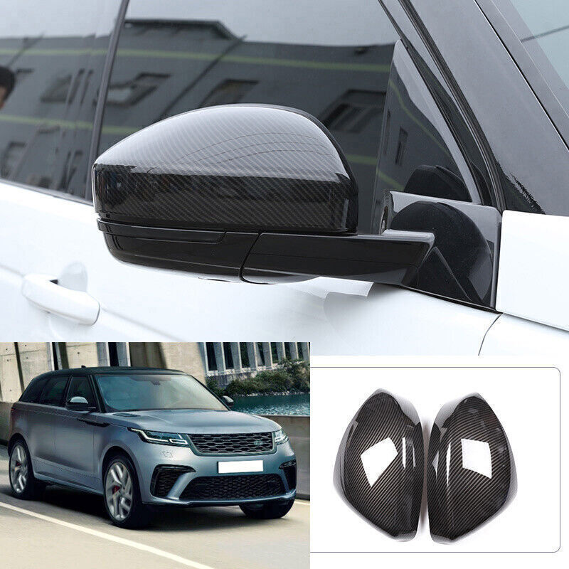 for Range Rover Velar 18-23 Carbon Look Side Rear View Mirror Cap Cover Trim 2X