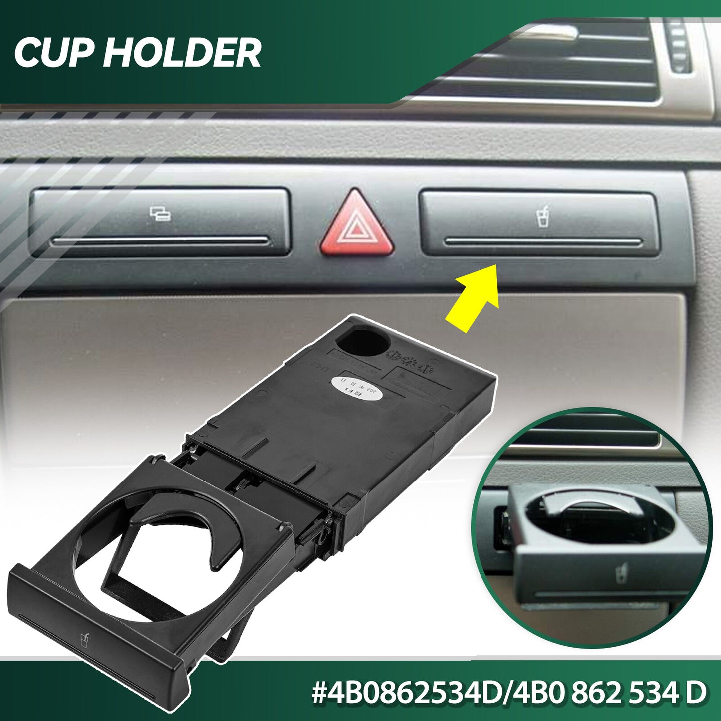 Cup holder drink holder can holder for Audi for A6 /C5 98-05 for A4 98-02 4B0862534D