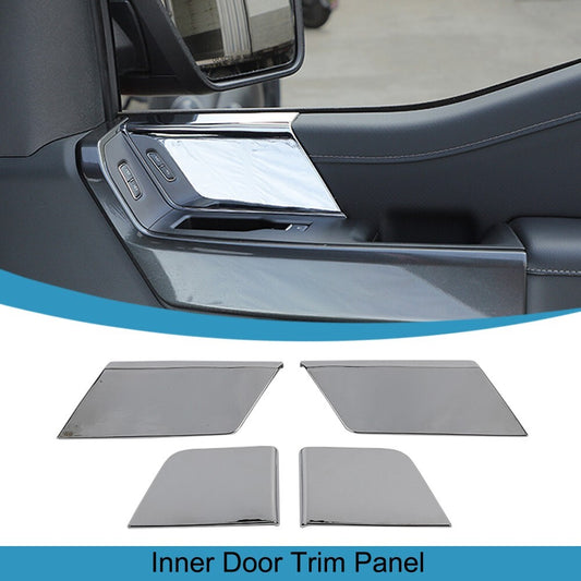 4PCS Chrome Front Rear Inner Door Panel Cover Trim for Ford F150 2021 2022 2023