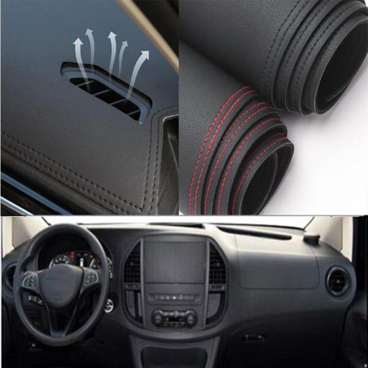 1X PU leather Dashboard Mat Non-slip DashMat Pad For M. for Benz Metris/Vito 2016-23