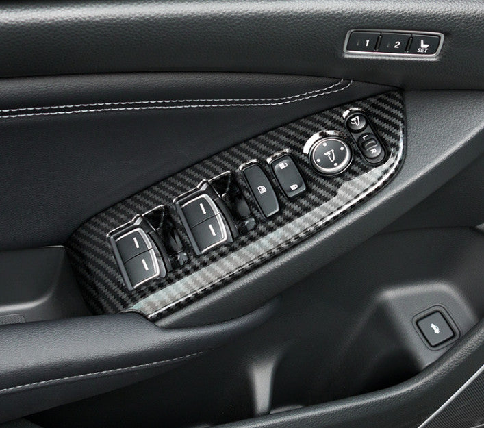4pcs Carbon Fiber Window Lift Panel Switch Cover Trim for Honda Accord 2018-2021