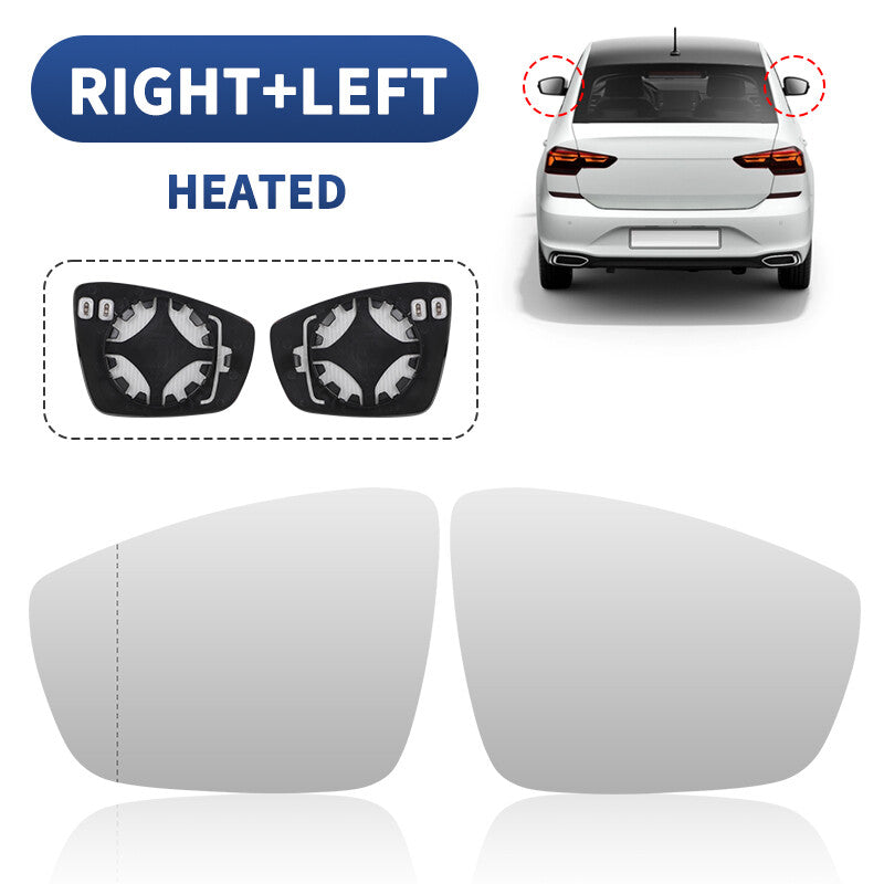 2x Left  Right Side Heated Mirror Glass Convex Base Plate For 2010-2017 for VW POLO