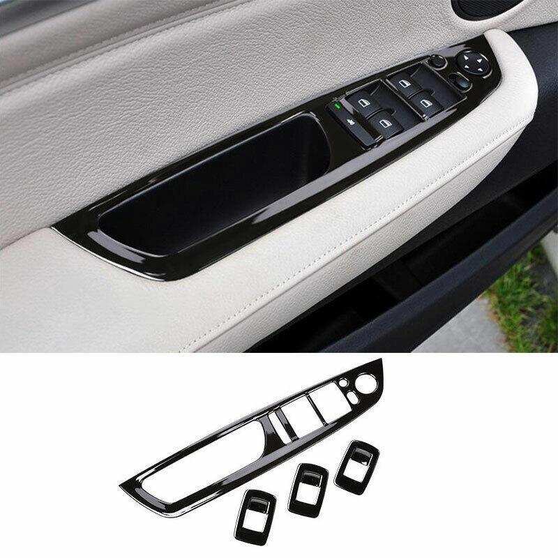 for BMW X5 X6 E70 E71 2008-2013 ABS Black Window Lock Lift Panel Trim Frame 4PCS