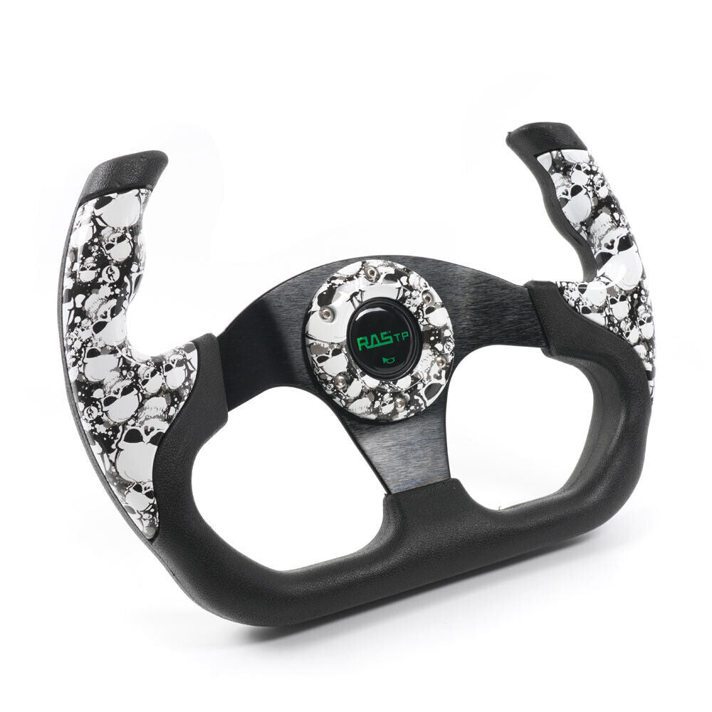 13 Universal U Shape Flat Drift Racing Steering Wheel + 6 Holes Horn Button