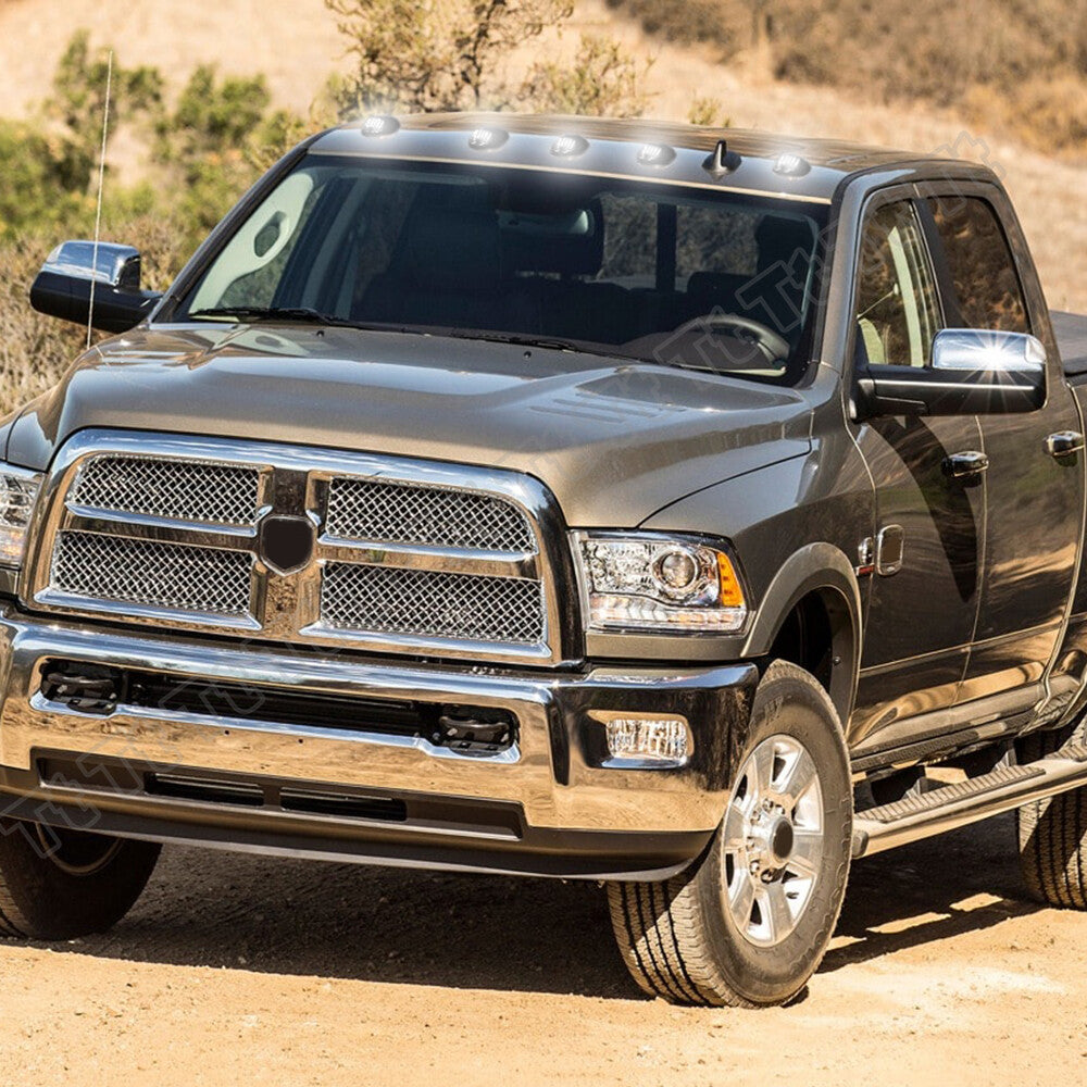 White LED cab-mounted roof marker daytime running lights for 03-18 for Dodge for Ram 1500 2500 3500 trucks.