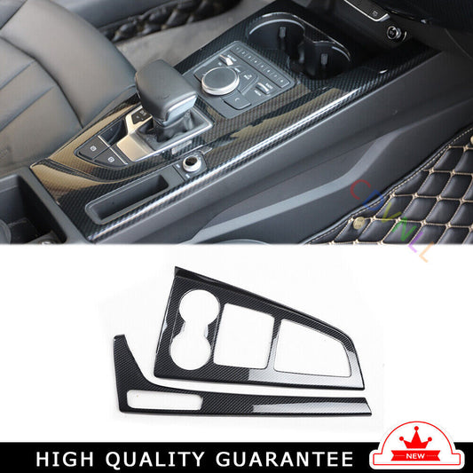 Car Console Gear Shift Frame Cover Trim Fit for Audi A5 2017-2019 Carbon Fiber