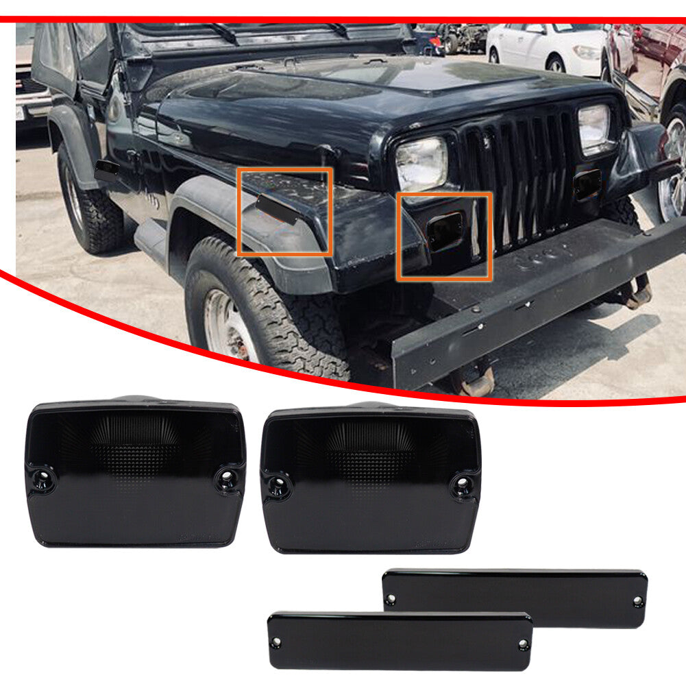Smoked bumper, signal fender, and side marker light kit for 1987-1995 for Jeep for Wrangler YJ