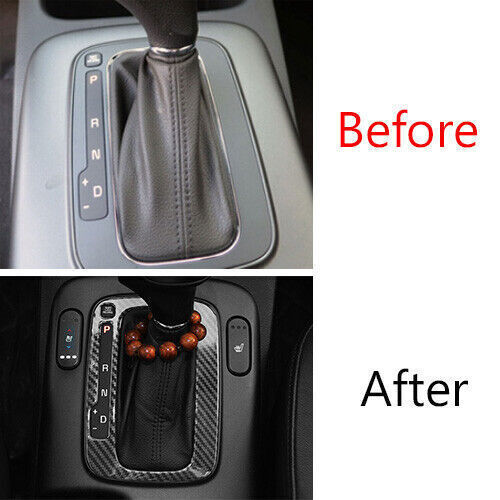 Inner Console Gear Shift Frame Cover Trim for Kia K3 2014-16 Black Carbon Fiber