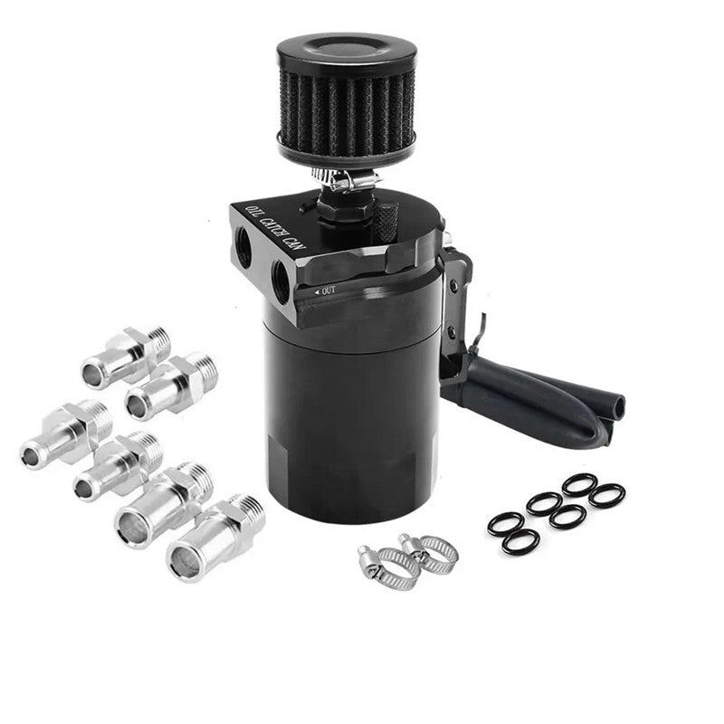 Car Oil Separator Catch Can with Breather Filter Dipstick Hole Breathable Tank