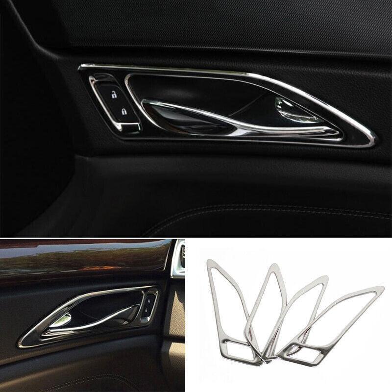 for Cadillac SRX 2010-2016 Chrome Steel Interior Door Handle Frame Trim 4PCS