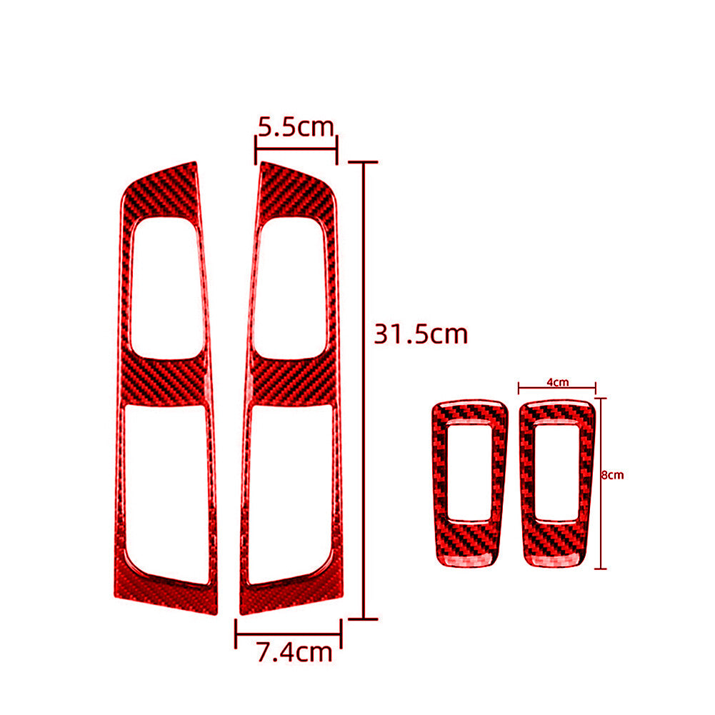 4x Red Carbon Fiber Rear Window Control Cover Trim for Subaru Forester 2009-2013