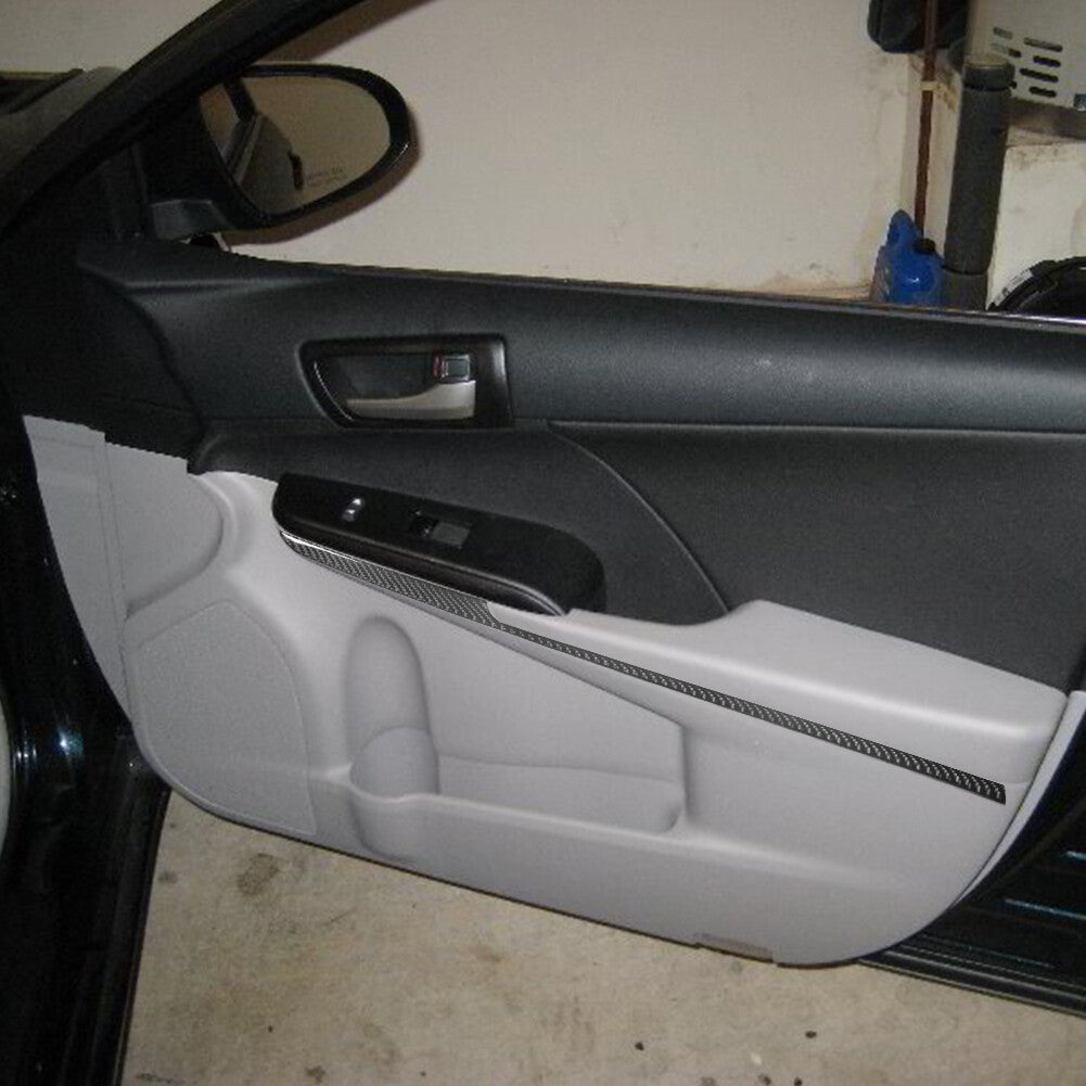 Carbon Fiber Interior Front Door Panel Cover Trim Strip for Toyota for Camry 12-14
